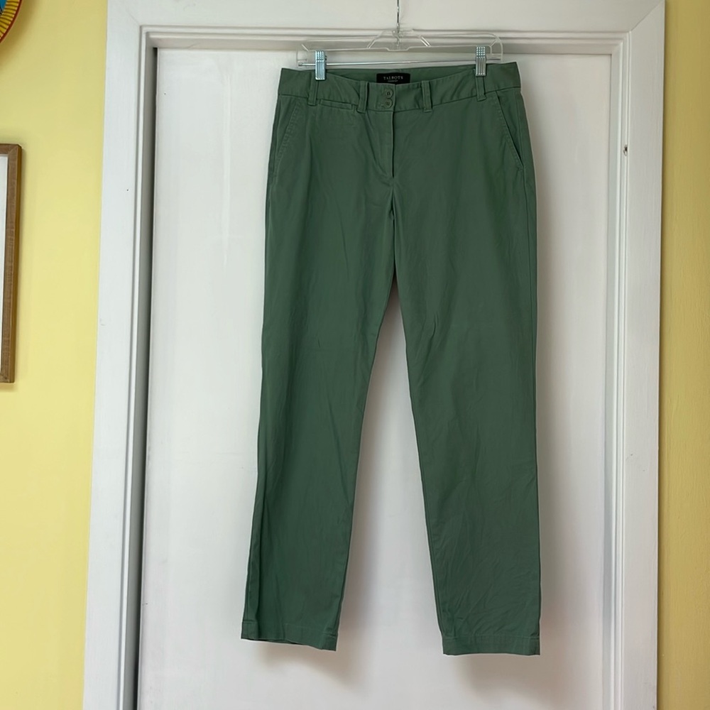 Talbots Olive Green Straight-Leg Trousers